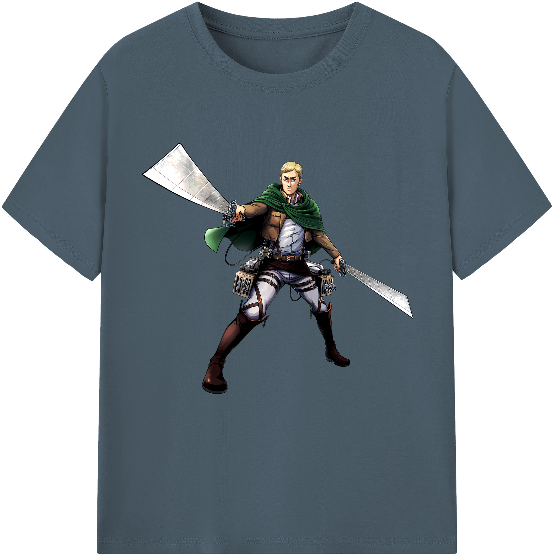 （画像用） 進撃の巨人 エルヴィン・スミス Attack on Titan Erwin Smith 綿100％半袖Tシャツ（フロントプリント）